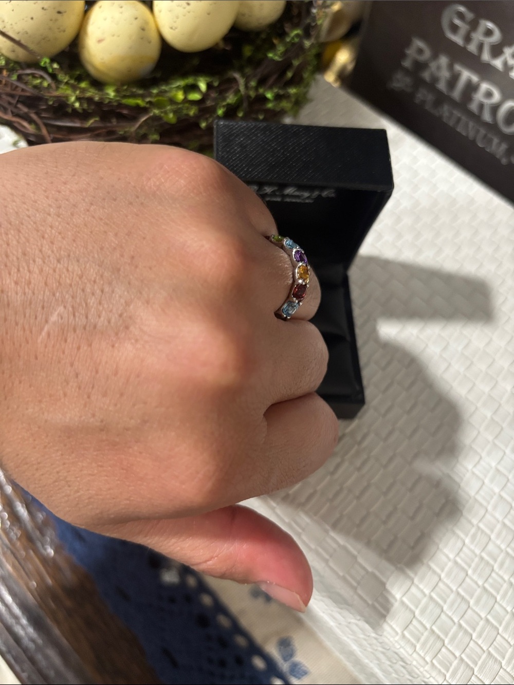 Macy's Sterling Silver 925 Multi-Gem Color Band - Picture 3 of 5